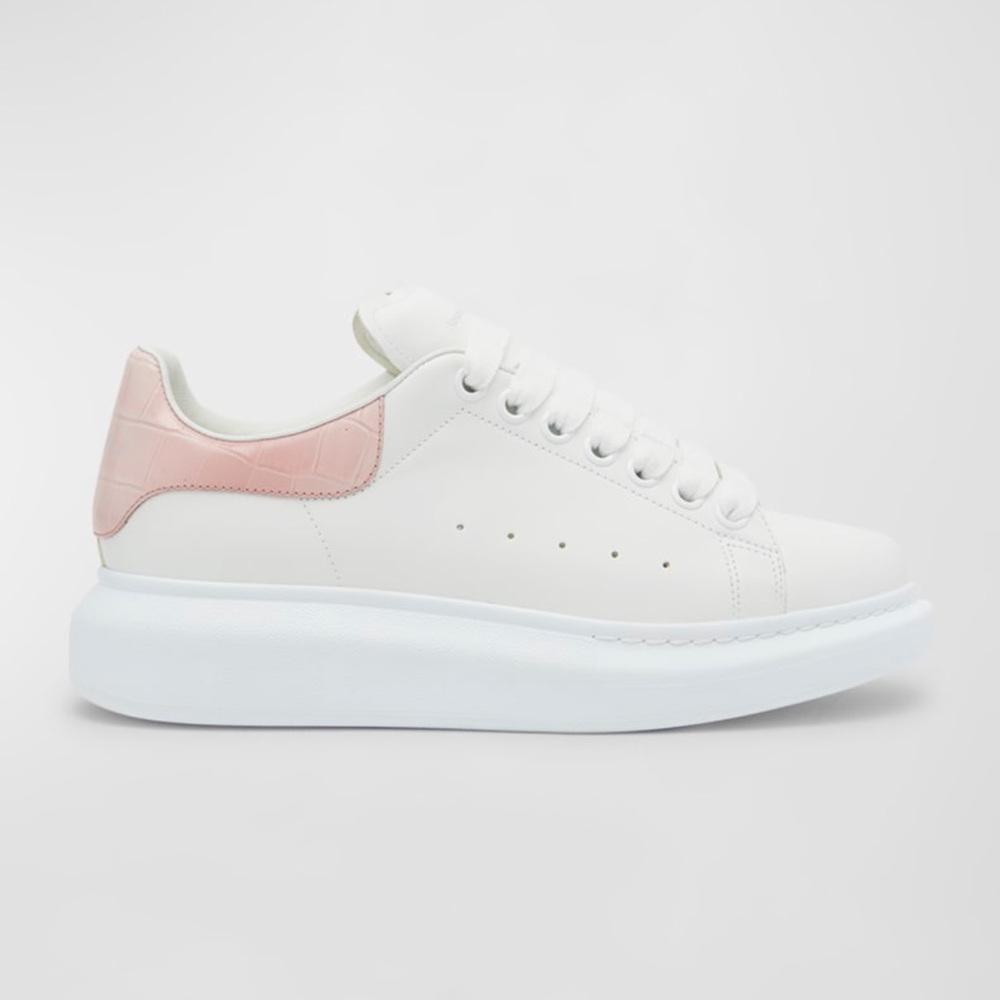 Alexander McQueen Camel/Pink Croc Sneakers 39.5/8.5 NWT in box never worn